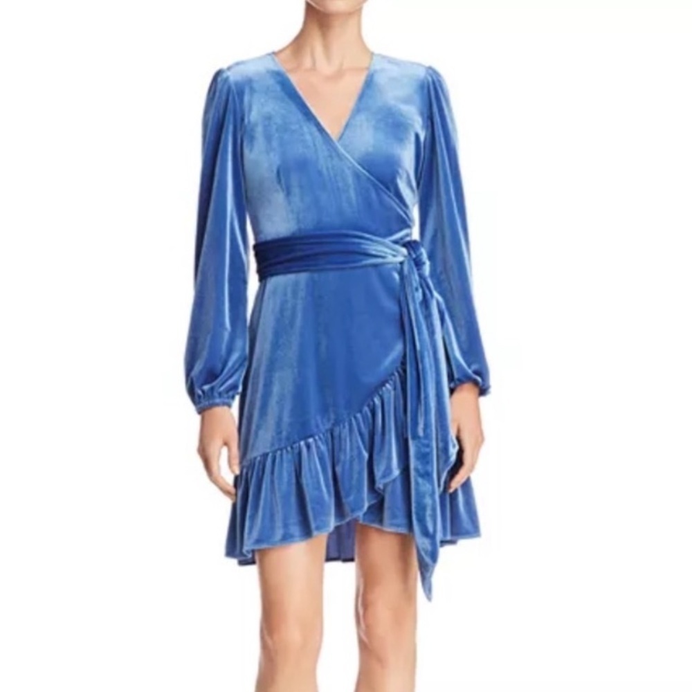 Rebecca Minkoff Karis Royal Blue Velvet Long Sleeve Wrap Dress Women's Size 8
